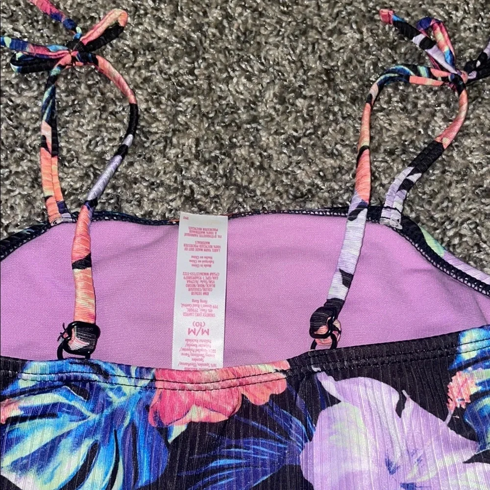 Justice Floral Kids Swim One Piece - Black, Pink, Blue